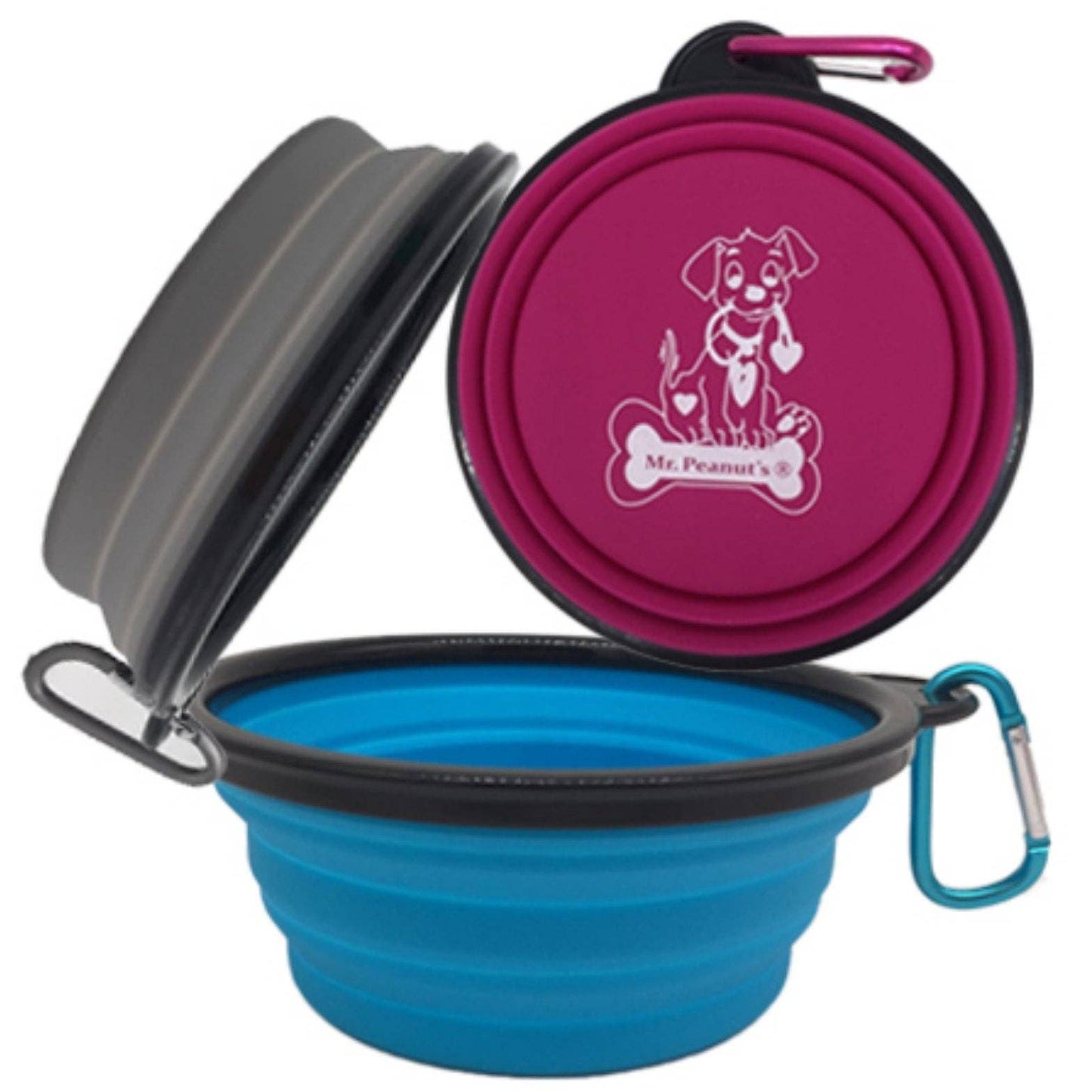 25oz Silicone Collapsible Bowls with Carabiner Clips