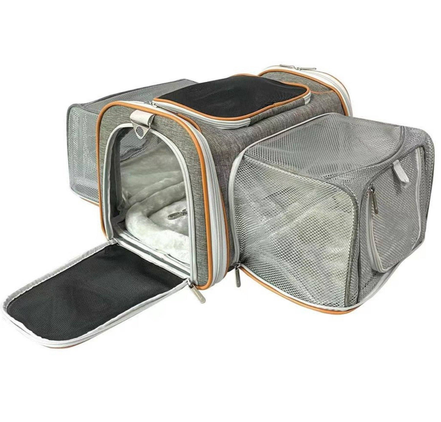 Mr. Peanut's Platinum Series Double Expandable Pet Carrier: Snowflake Gray