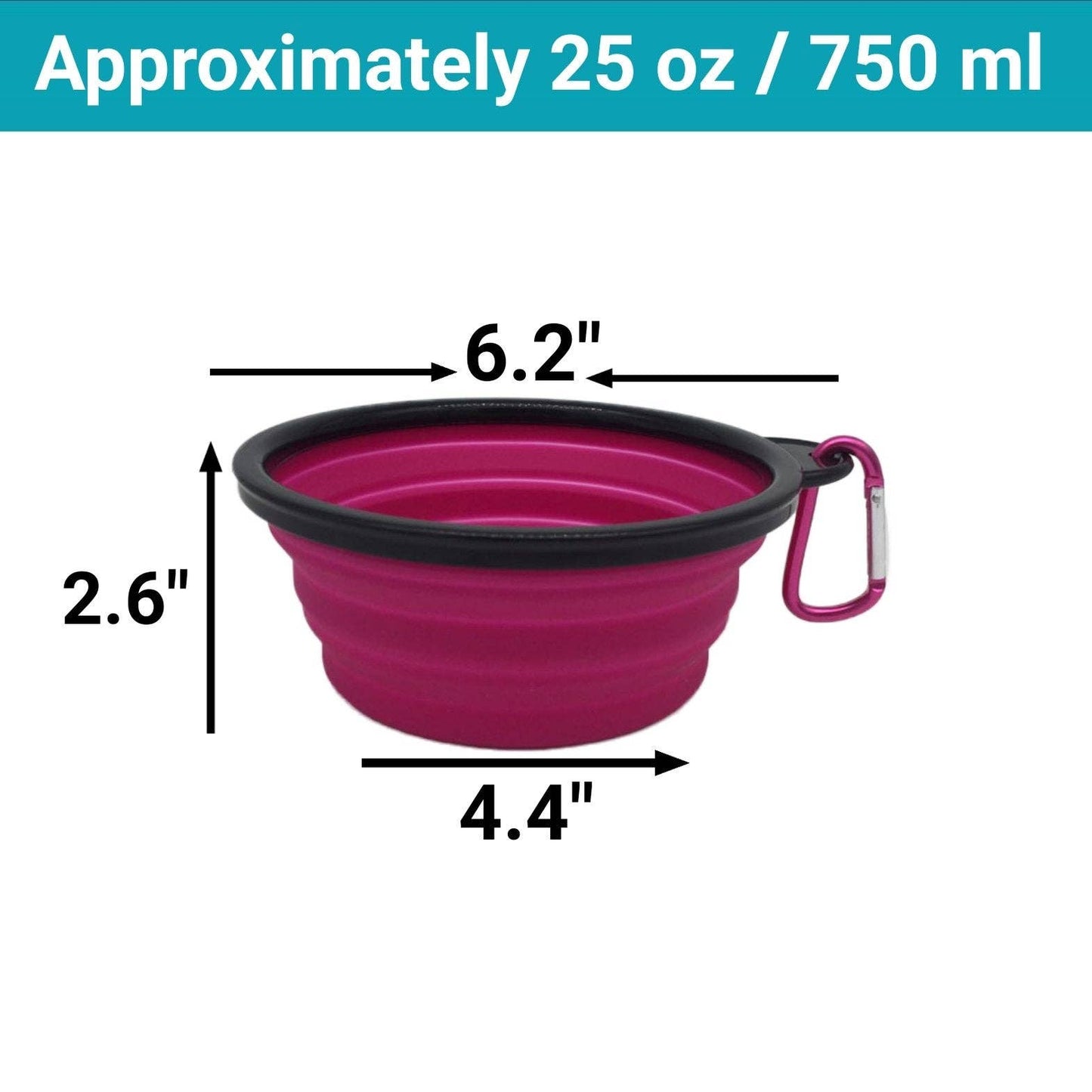 25oz Silicone Collapsible Bowls with Carabiner Clips