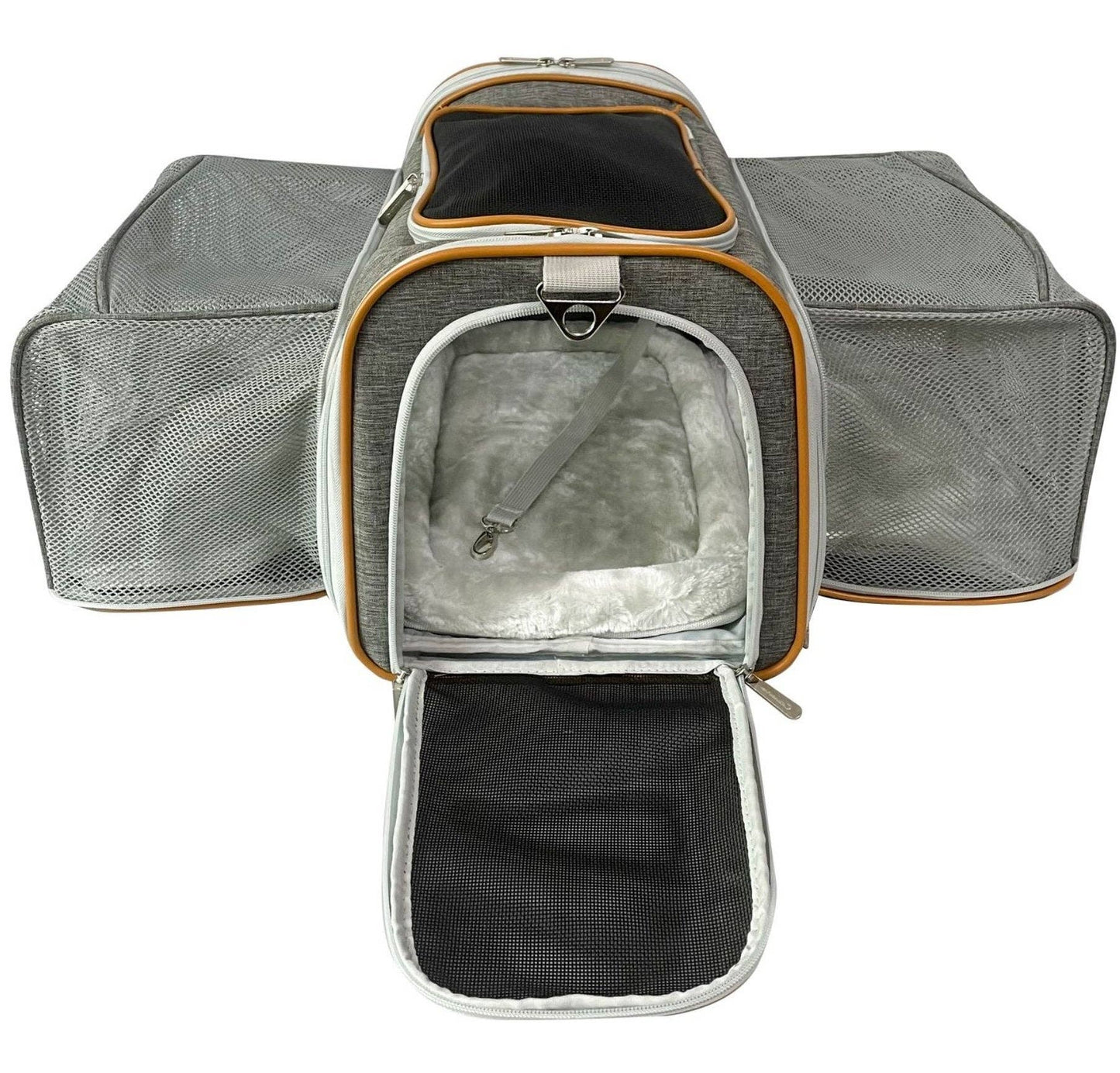 Mr. Peanut's Platinum Series Double Expandable Pet Carrier: Snowflake Gray