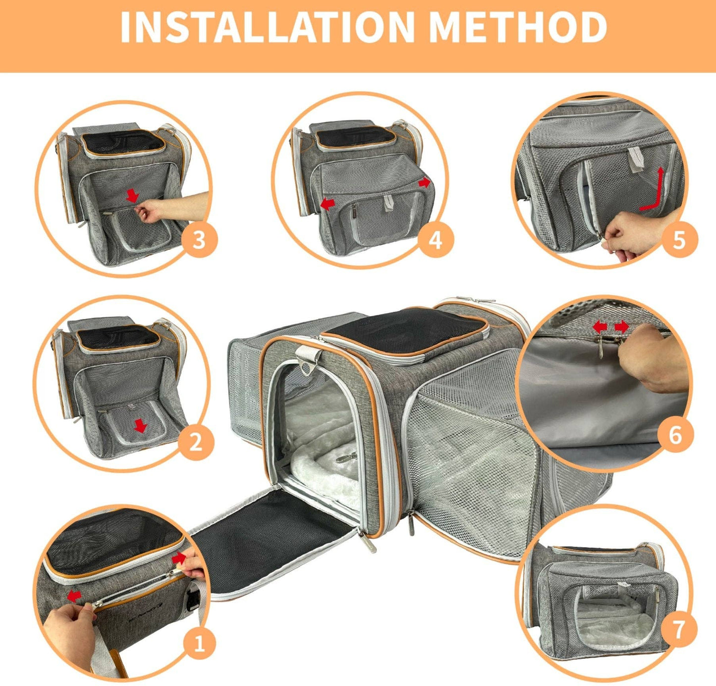 Mr. Peanut's Platinum Series Double Expandable Pet Carrier: Snowflake Gray