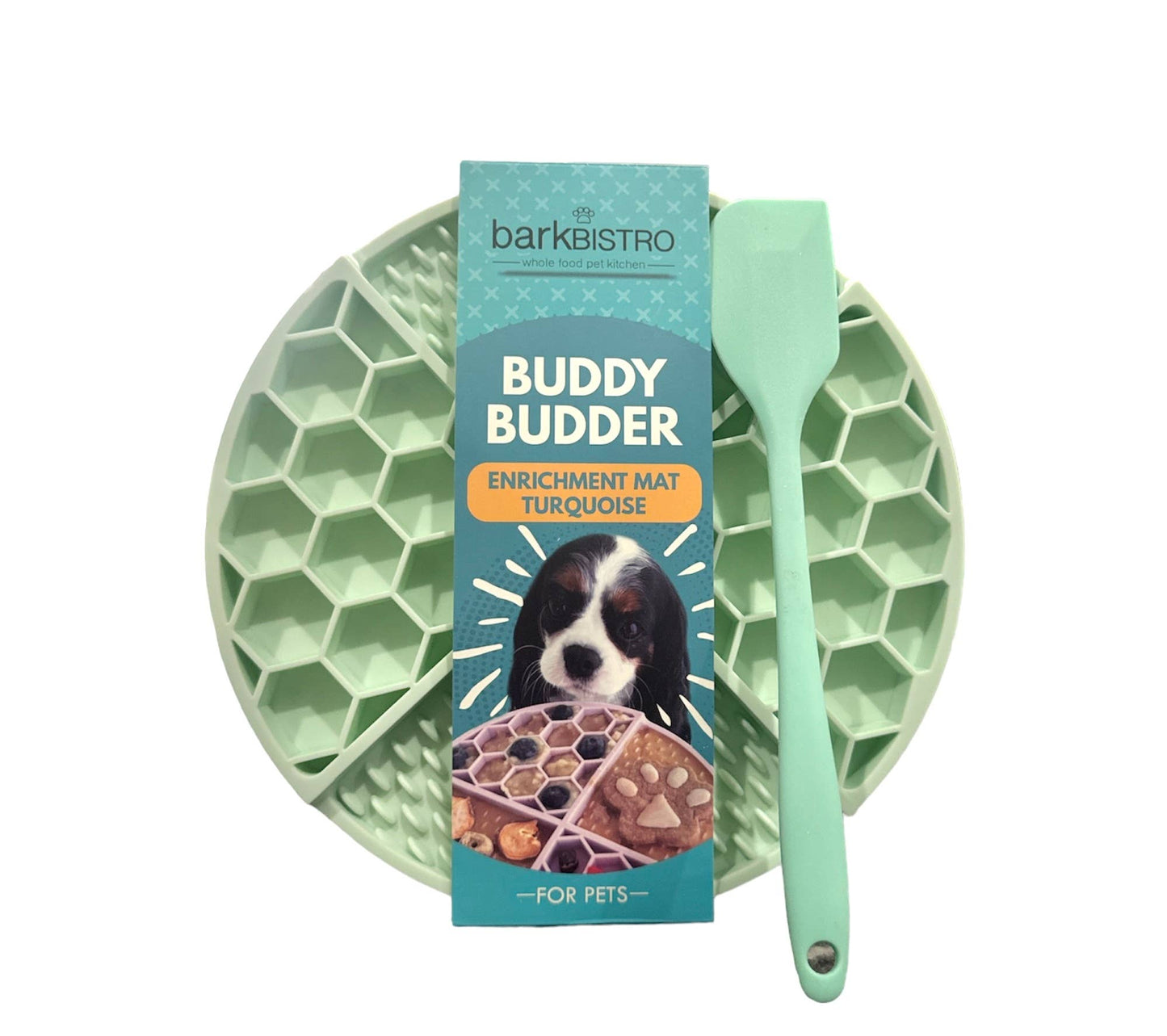 Turquoise & Peach Lickmats + Spatula