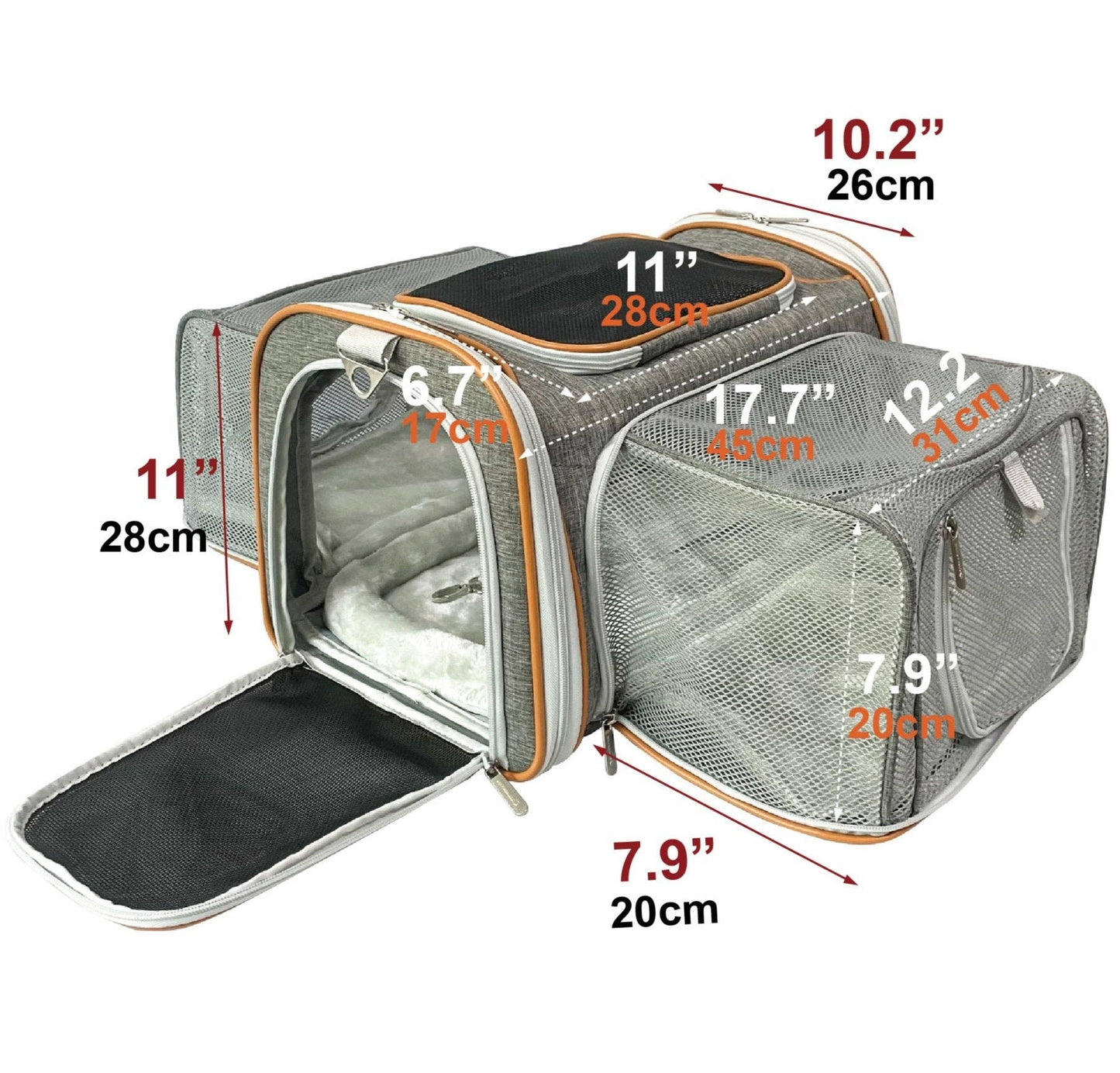 Mr. Peanut's Platinum Series Double Expandable Pet Carrier: Snowflake Gray