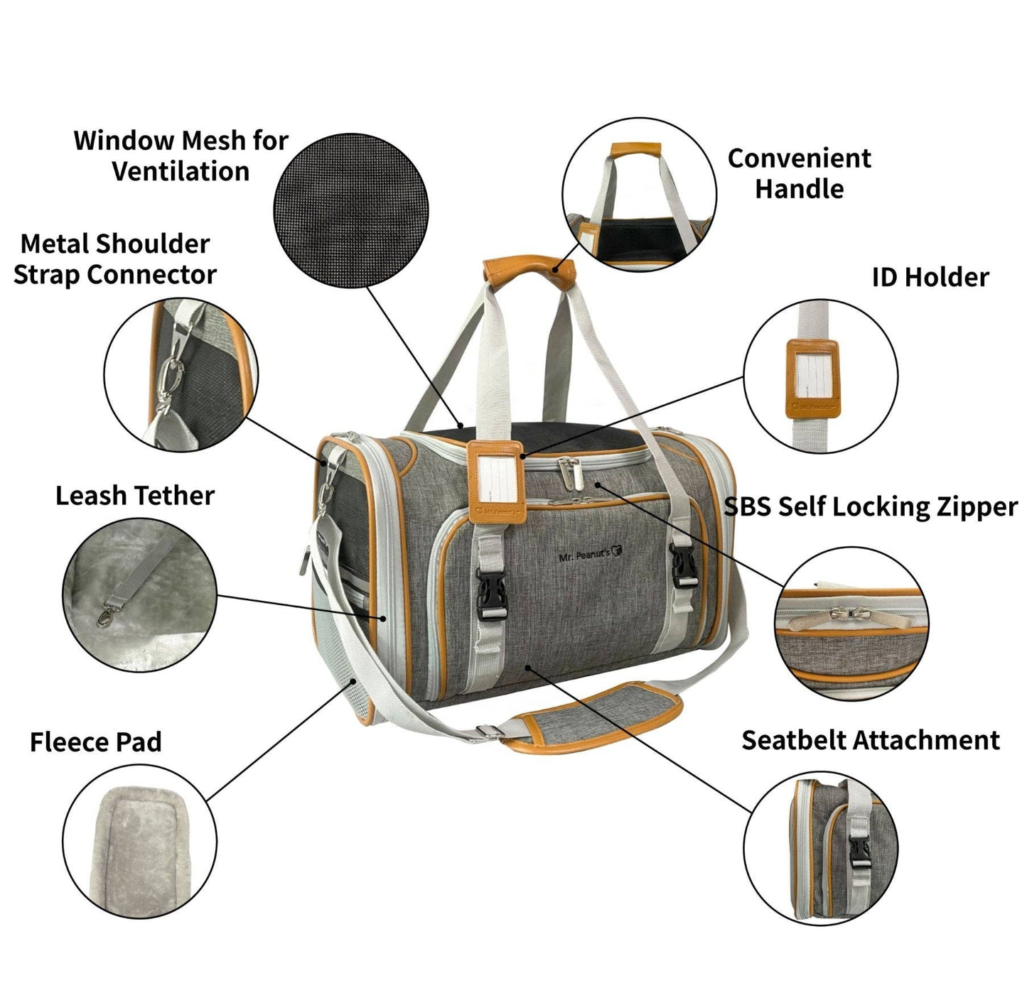 Mr. Peanut's Platinum Series Double Expandable Pet Carrier: Snowflake Gray