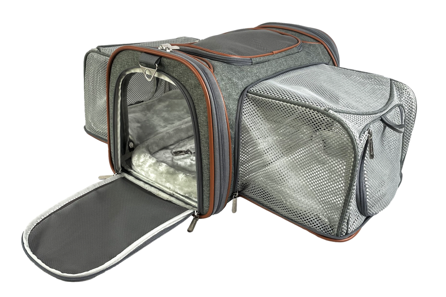 Mr. Peanut's Platinum Series Double Expandable Pet Carrier: Snowflake Gray