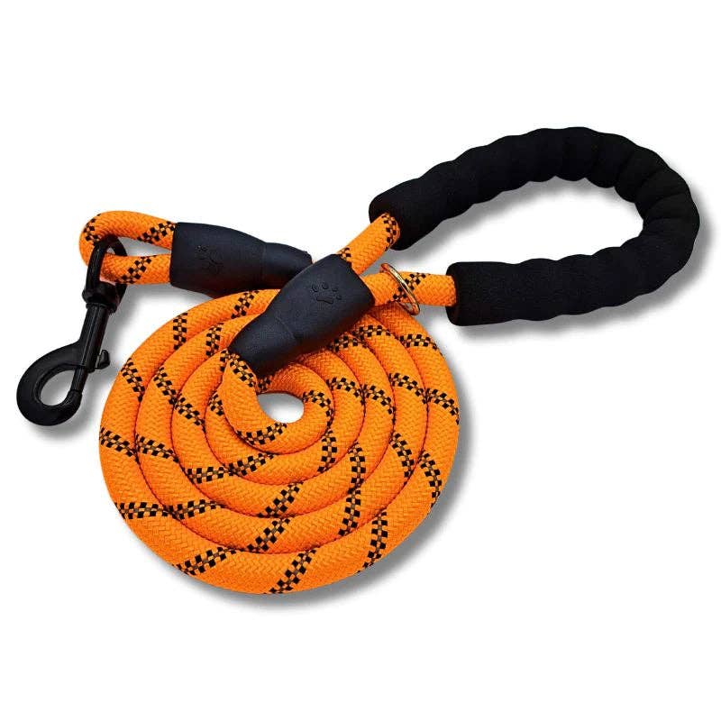 Mr. Peanut's Basics Rope Leash - Hand Made in the USA: Large .5" (1.2cm) Diameter X 71" (1.8m) / White/Black
