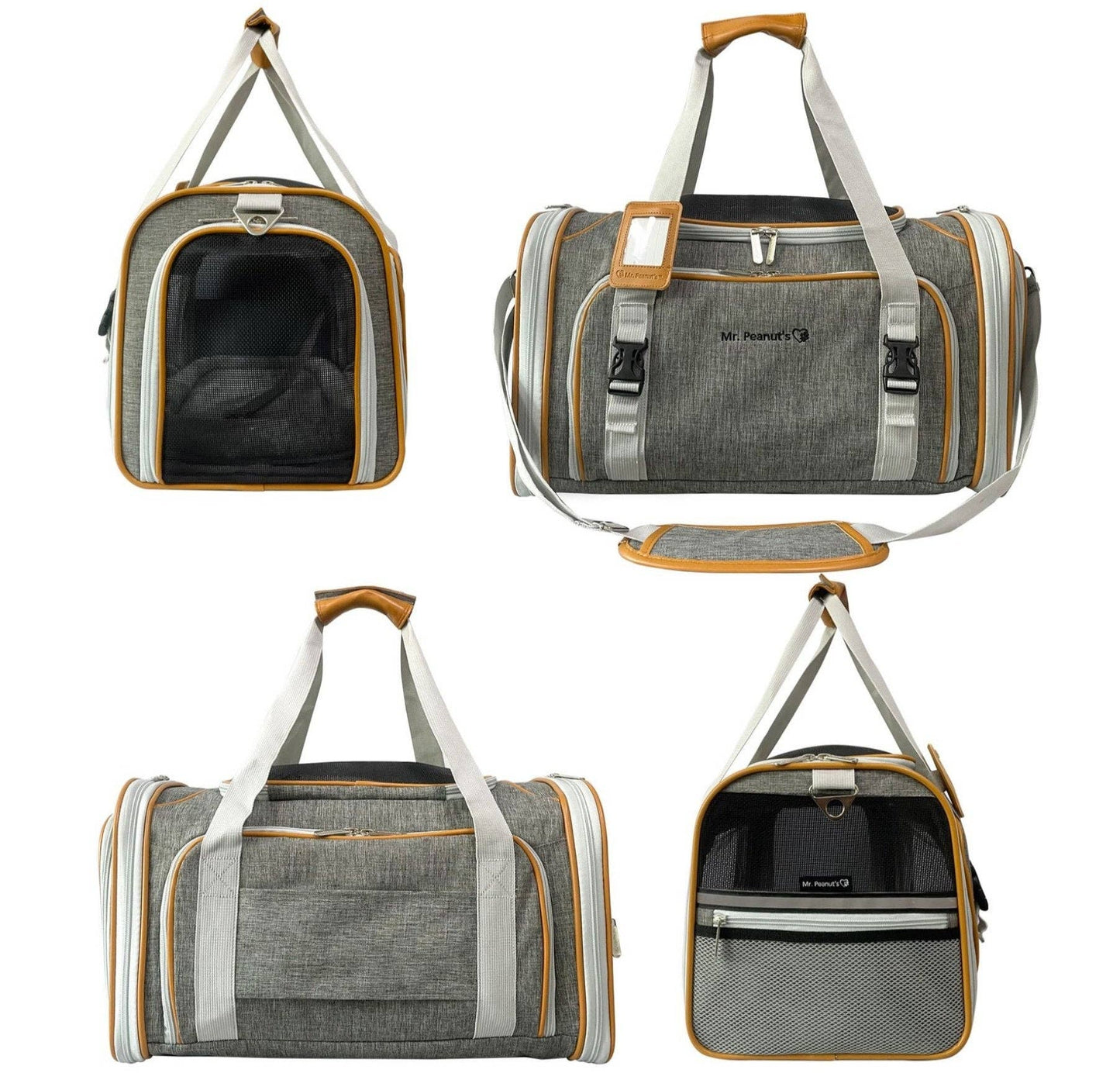 Mr. Peanut's Platinum Series Double Expandable Pet Carrier: Snowflake Gray