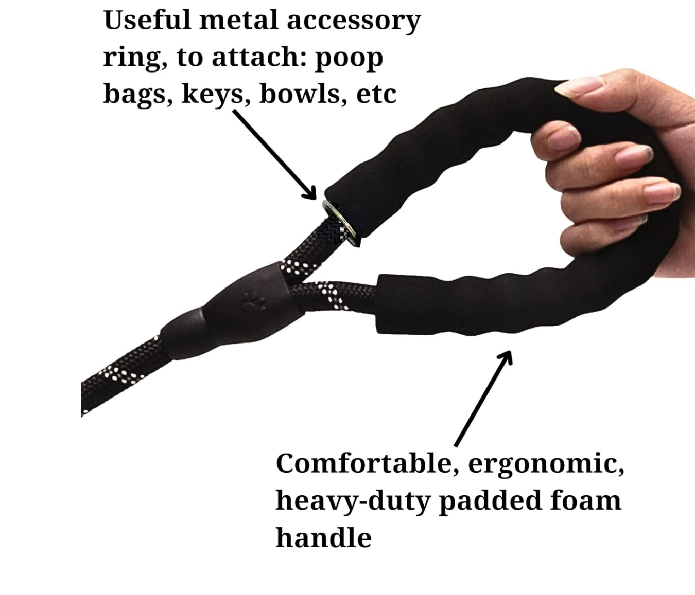 Mr. Peanut's Basics Rope Leash - Hand Made in the USA: Large .5" (1.2cm) Diameter X 71" (1.8m) / White/Black