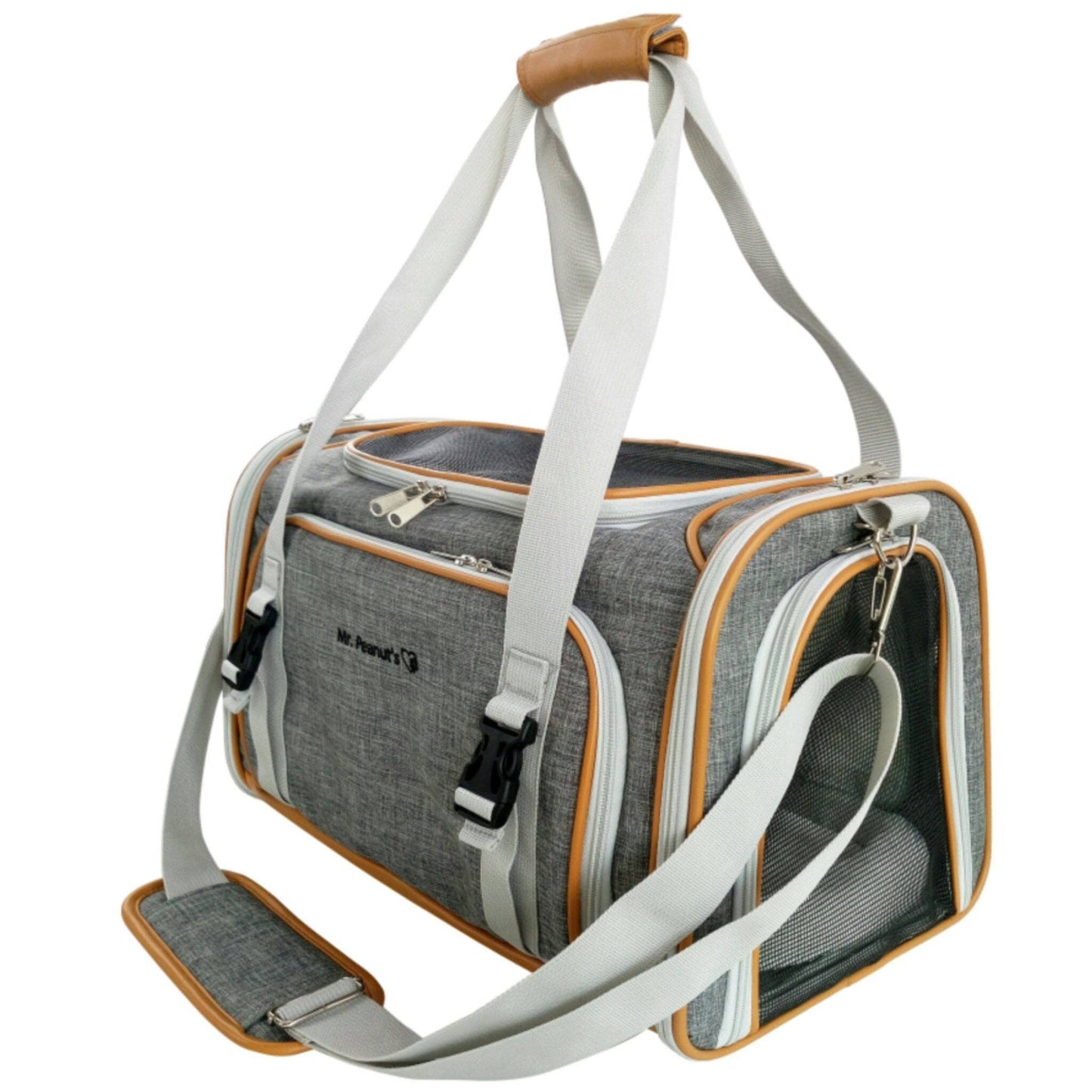 Mr. Peanut's Platinum Series Double Expandable Pet Carrier: Snowflake Gray