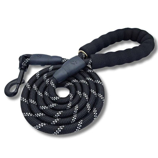 Mr. Peanut's Basics Rope Leash - Hand Made in the USA: Large .5" (1.2cm) Diameter X 71" (1.8m) / White/Black