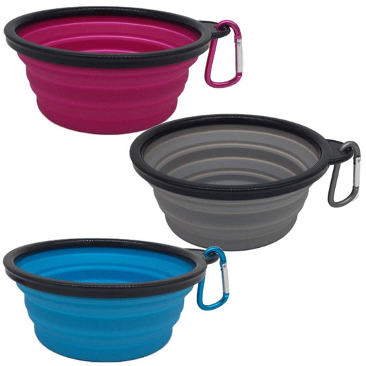 25oz Silicone Collapsible Bowls with Carabiner Clips